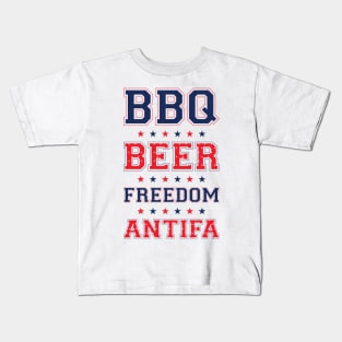 BBQ BEER FREEDOM ANTIFA Kids T-Shirt
